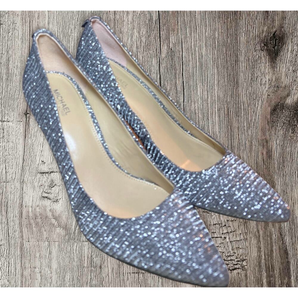 Michael Kors silver sparkly heels. Size 8M. Excellent condition